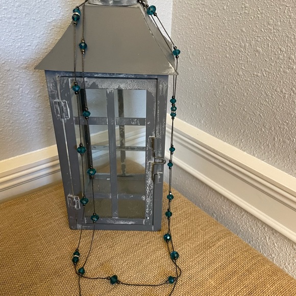 2 piece necklace LOT black beads with ribbon tie and other with teal beads - Picture 3 of 5